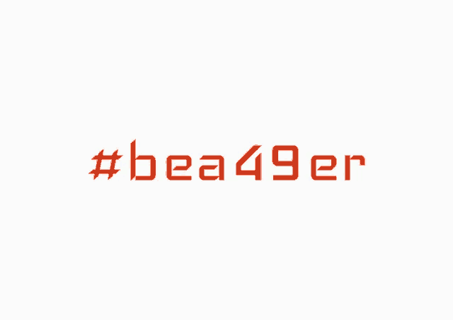 a white background with the words #bea49er in red