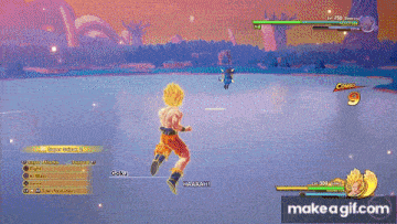 a screenshot of a video game with goku and gohan fighting