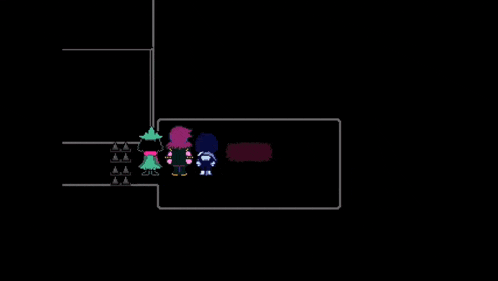 a screenshot of a video game with three characters standing next to each other in front of a window .
