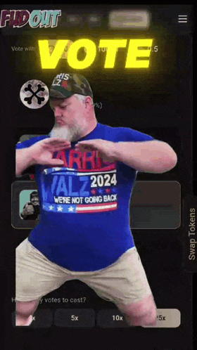 a man with a beard wears a shirt that says vote