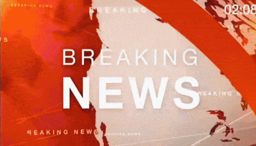 a breaking news screen with a map of the world