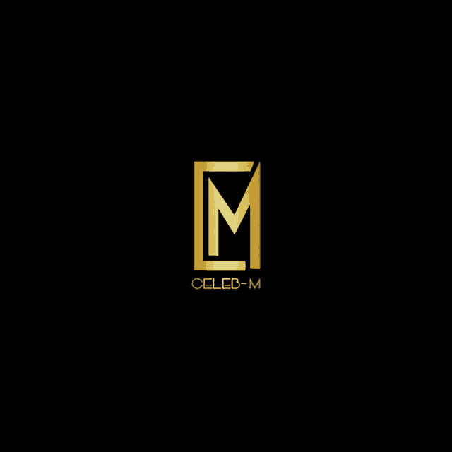 a gold letter m in a square with celeb-m written below it