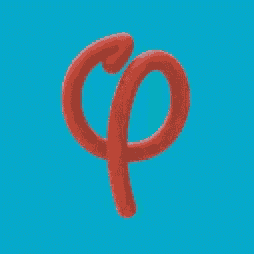 a red letter p with a blue background