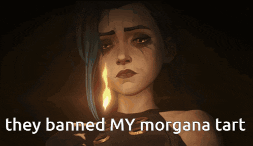 a cartoon of a woman with the words they banned my morgana tart on the bottom