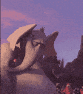 a cartoon elephant with a crown on its head stands in front of a purple sky