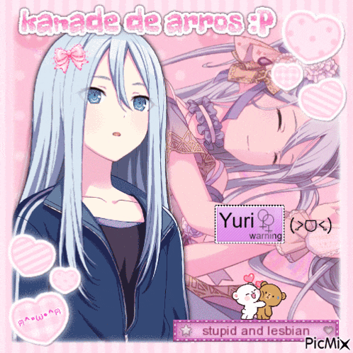 a picture of a girl with the words kanade de arros written on it