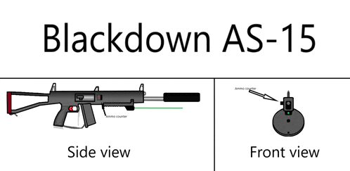 a drawing of a blackdown as-15 with the side view and front view shown
