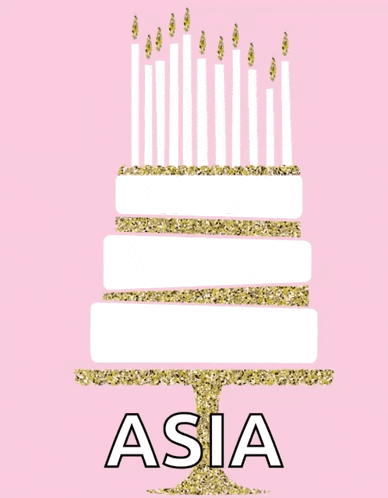 a pink background with a birthday cake and the words happy birthday to you asia