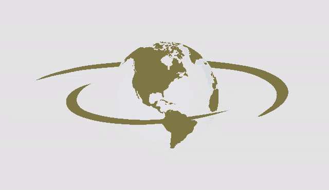 an illustration of a globe with a blue and gray circle around it