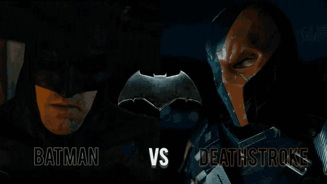 batman and deathstroke standing next to each other with the words batman vs deathstroke below them