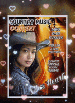 a poster for a country music concert shows a girl in a cowboy hat