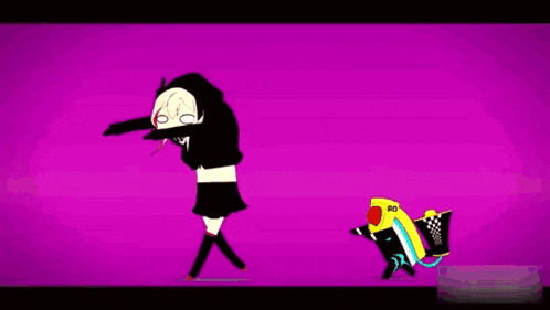 two anime girls are standing next to each other on a pink background and making funny faces .
