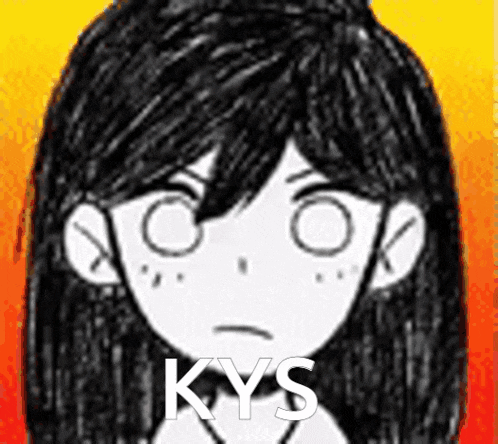a black and white drawing of a girl with the word kys written on it