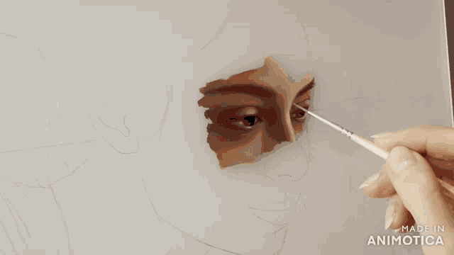 a person is painting a woman 's face with a brush made in animatica