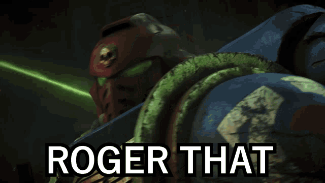 a picture of a space marine with roger that written on it