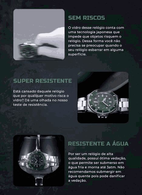 an ad for a watch that is super resistente