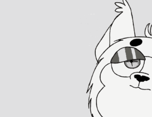 a black and white drawing of a cartoon character with a big mouth