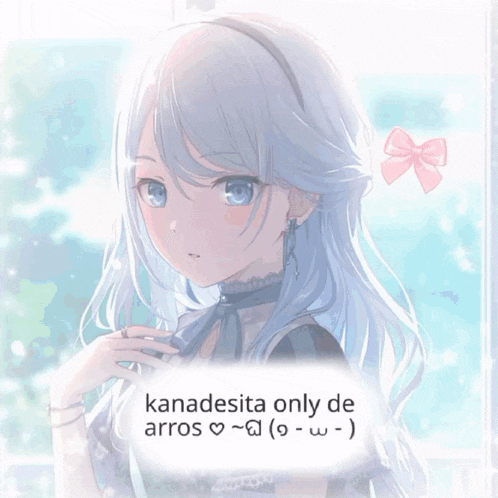 a picture of a girl holding a bouquet of flowers with the words kanadesita only de arros written below it