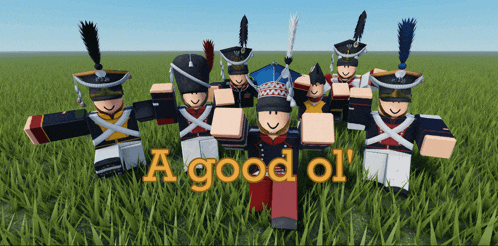 a group of soldiers standing in a field with the words a good ol