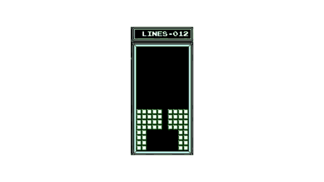 a tetris game is being played on a white background with a tetris block on the screen .