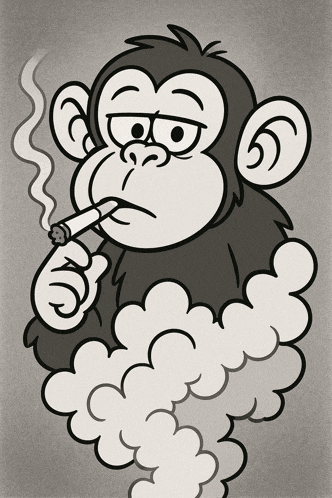 a cartoon monkey smoking a cigarette with smoke coming out of its mouth