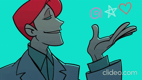 a cartoon drawing of a man with red hair and the words clideo.com