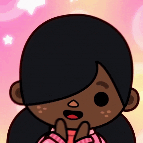a cartoon drawing of a girl with black hair and brown freckles
