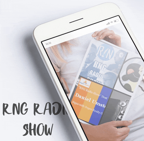 a phone displaying a rng radio show on the screen