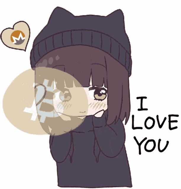 a drawing of a girl with the words i love you
