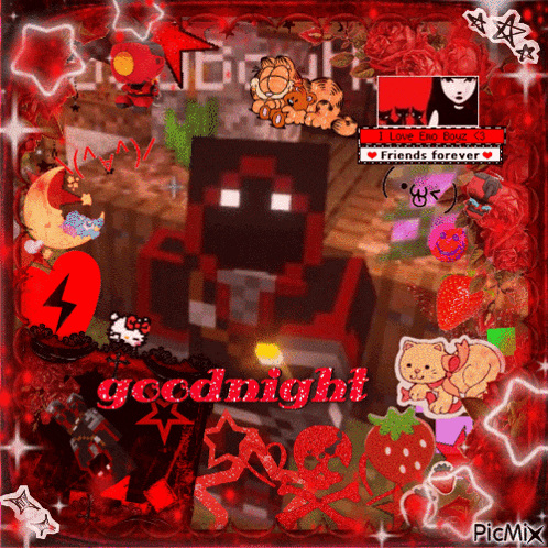 a picture of a minecraft character with the words goodnight