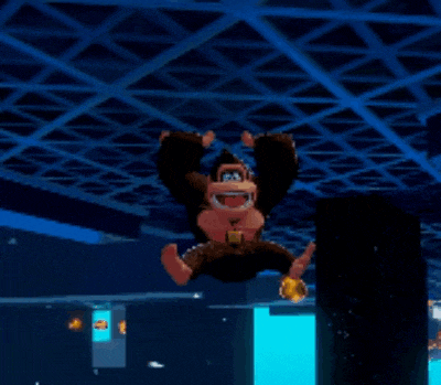 a video game character is jumping into the water