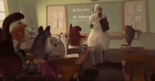 a teacher is standing in front of a chalkboard that says " million class "