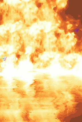 a painting of a fire with a tiktok logo