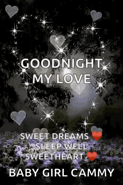 goodnight my love sweet dreams sleep well sweetheart baby girl cammy .