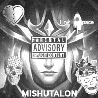 a parental advisory explicit content poster with a skull and a broken heart