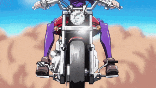 a cartoon of a woman riding a motorcycle