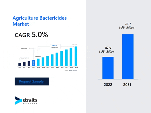 a graph of the agriculture bactericides market shows a cagr of 5.0 %
