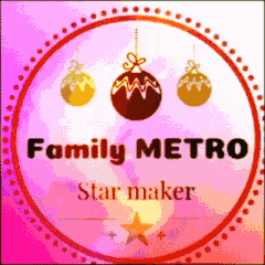 a family metro star maker logo with christmas ornaments in a red circle