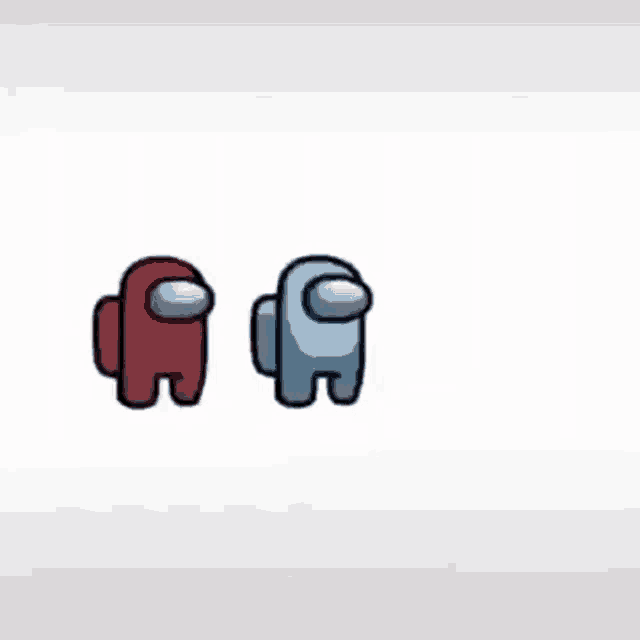 a red among us character is waving at a blue character .