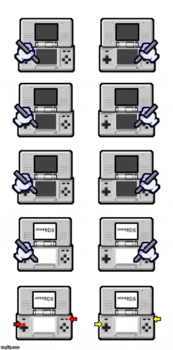 a cartoon drawing of a nintendo ds being opened