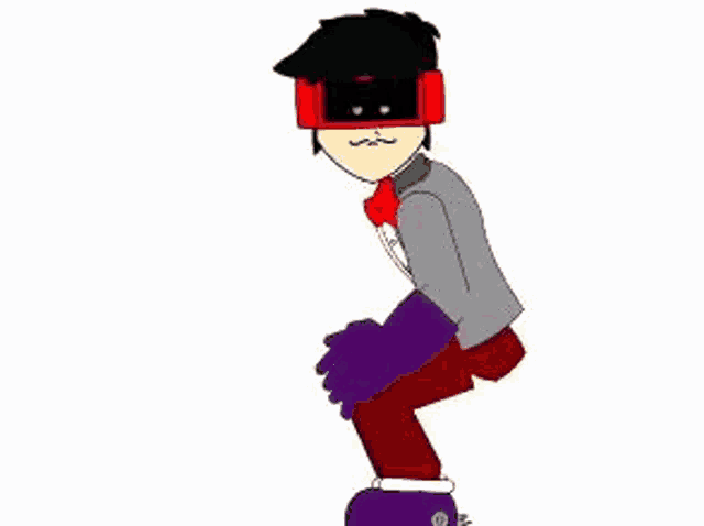 a cartoon character is wearing headphones and a bow tie while standing on a white background .