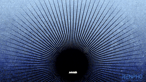 a blue background with a black circle and the word renpho on the bottom