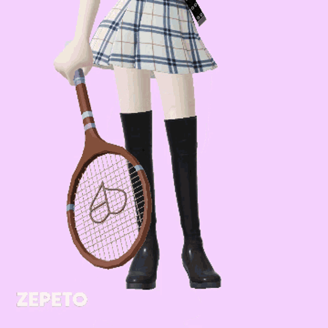 a girl in a plaid skirt holds a tennis racket and a tennis ball