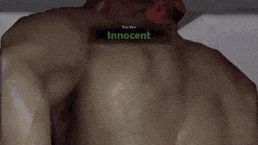 a man with a bandana on his face and the words you are innocent on the screen