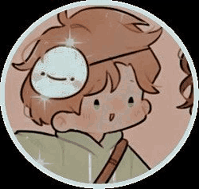 a cartoon drawing of a boy with a mask on his head .