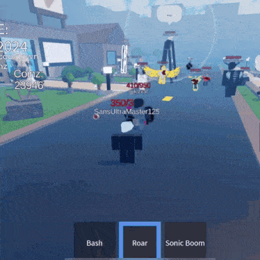 a screenshot of a video game with a person named sansultramaster125 in the middle