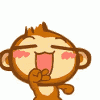a cartoon monkey is making a funny face with its mouth open and a pink tongue sticking out .