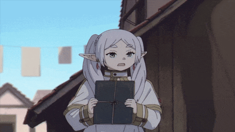 a girl with white hair and ears is holding a book in her hands