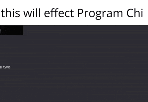 a screen says this will effect program chi