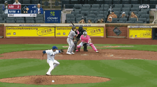 a baseball game is being played between ari and nym and the score is 2-2